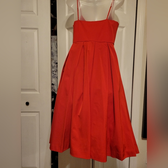 J Crew Red Cocktail Fit Flare Ruffle Dress 4 - Picture 8 of 10